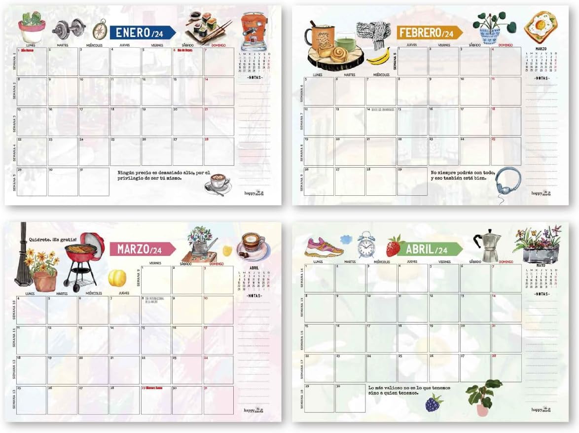 Desktop Calendar 2023 2024 | 16 Months Sep 2023 - Dec 2024 | Calendar 2024 Monthly Organizer | A5 Size | With Space to Note