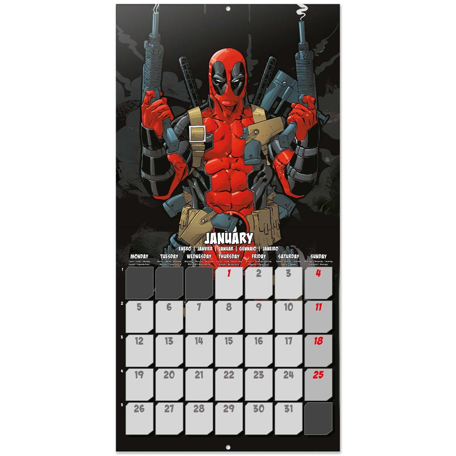 Grupo Erik Wall Calendar 2026 - Marvel Deadpool Calendar 2026 | Square 30 x 30 cm - 12 x 12 inches Wall Planner, Family Planner Month To View | Deadpool Gifts, Marvel Gifts For Friends