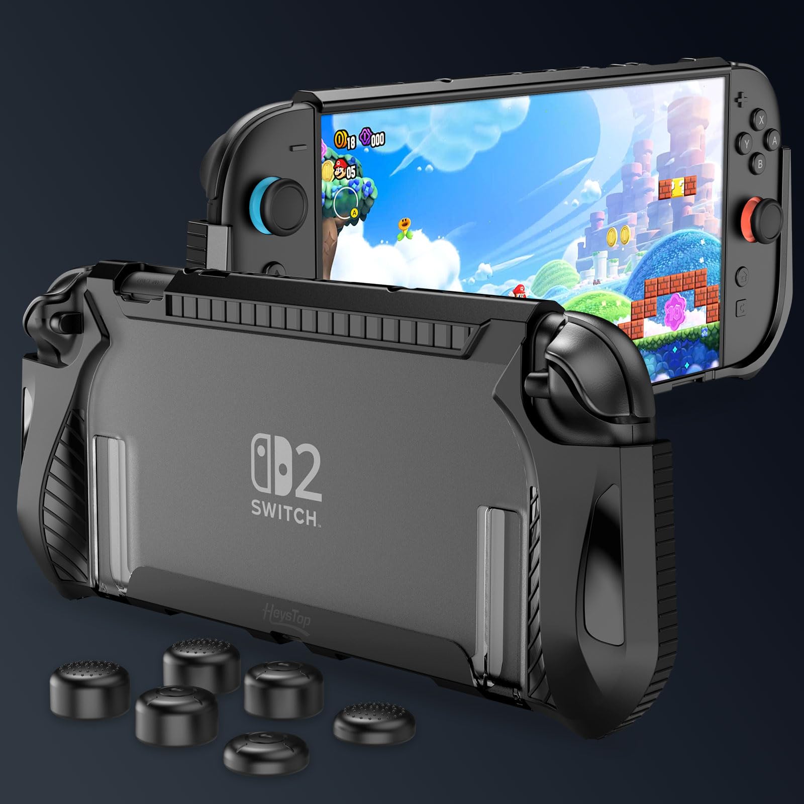 HEYSTOP Étui pour Nintendo Switch 2 Kit d'accessoires avec Housse de Protection Switch 2, Dockable Coque pour Switch 2 Film Trempé Volant de Course et Grip Joy-Con pour Manette Nintendo Switch 2