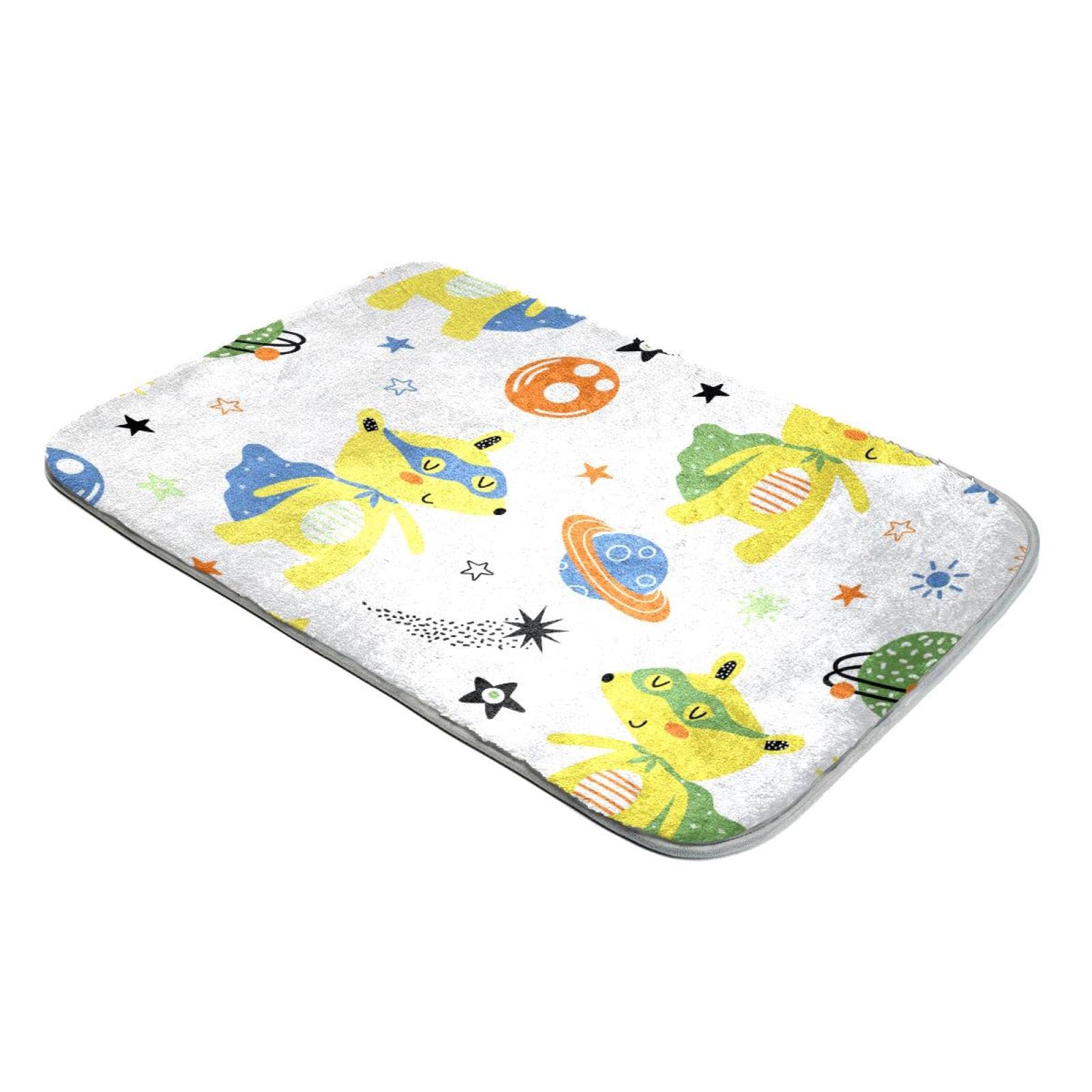 Tapis fausse fourrure lavable et imperméable motif vaisseau spatial pour éviter les taches