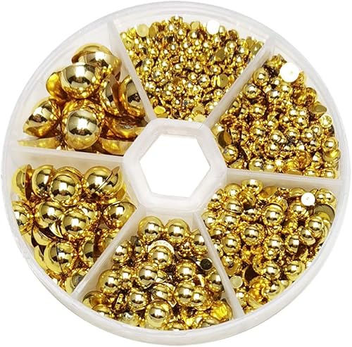 Miniatura 4 de Libiline 1 caja de 1170 piezas de tamaños mixtos redondos de color AB de 345680.394 in cuentas de parte trasera plana de media perla para adornos de