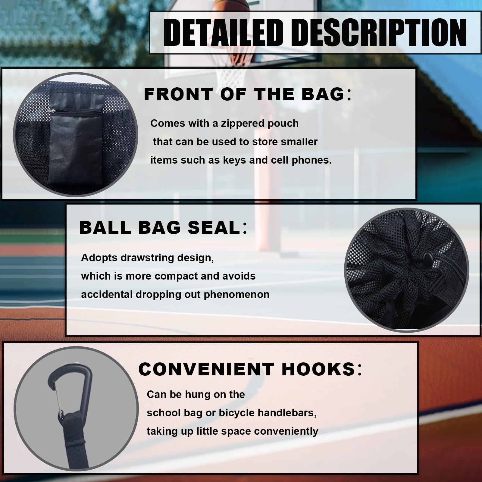 Sac De Sport Polyvalent - Bandoulière pour Ballon De Basketball, Football, Tennis - Accessoires Sportifs pour Enfants - Filet Basket - Cartable Garçon