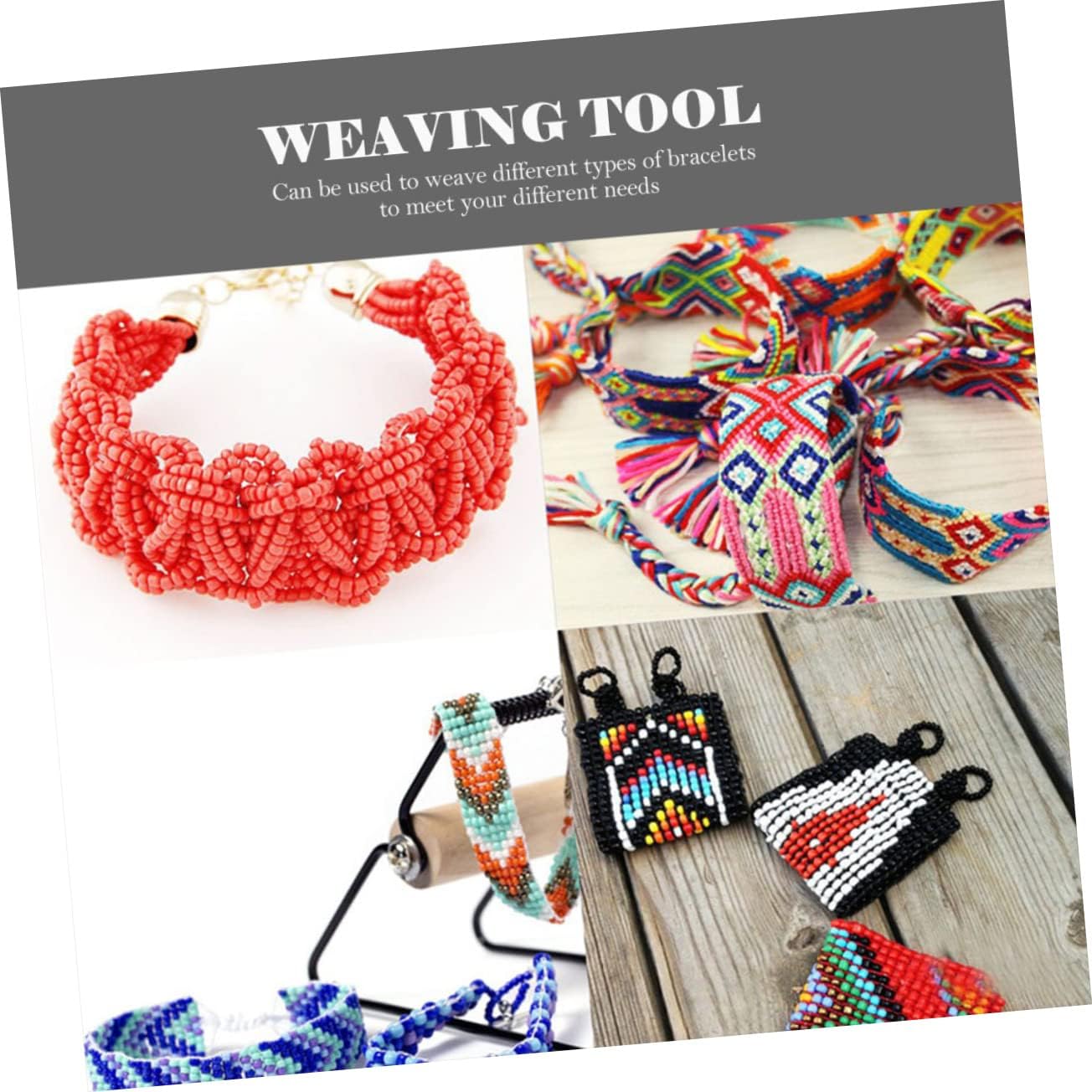 HOMSFOU DIY Bracelet Weaving Tool Bead Loom for Handmade Jewelry Craft Durable Design Supports Multiple Weaving Styles for Creating Custom Wristbands and Decorative
