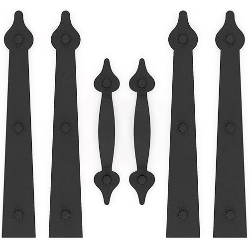 Magnetic Garage Door Hardware kit, Garage Door Magnetic Decorative Hardware, Garage Door Decorations for Iron Door, Magnetic Garage Door Accents Faux 4 Garage Gate Hinges and 2 Handles