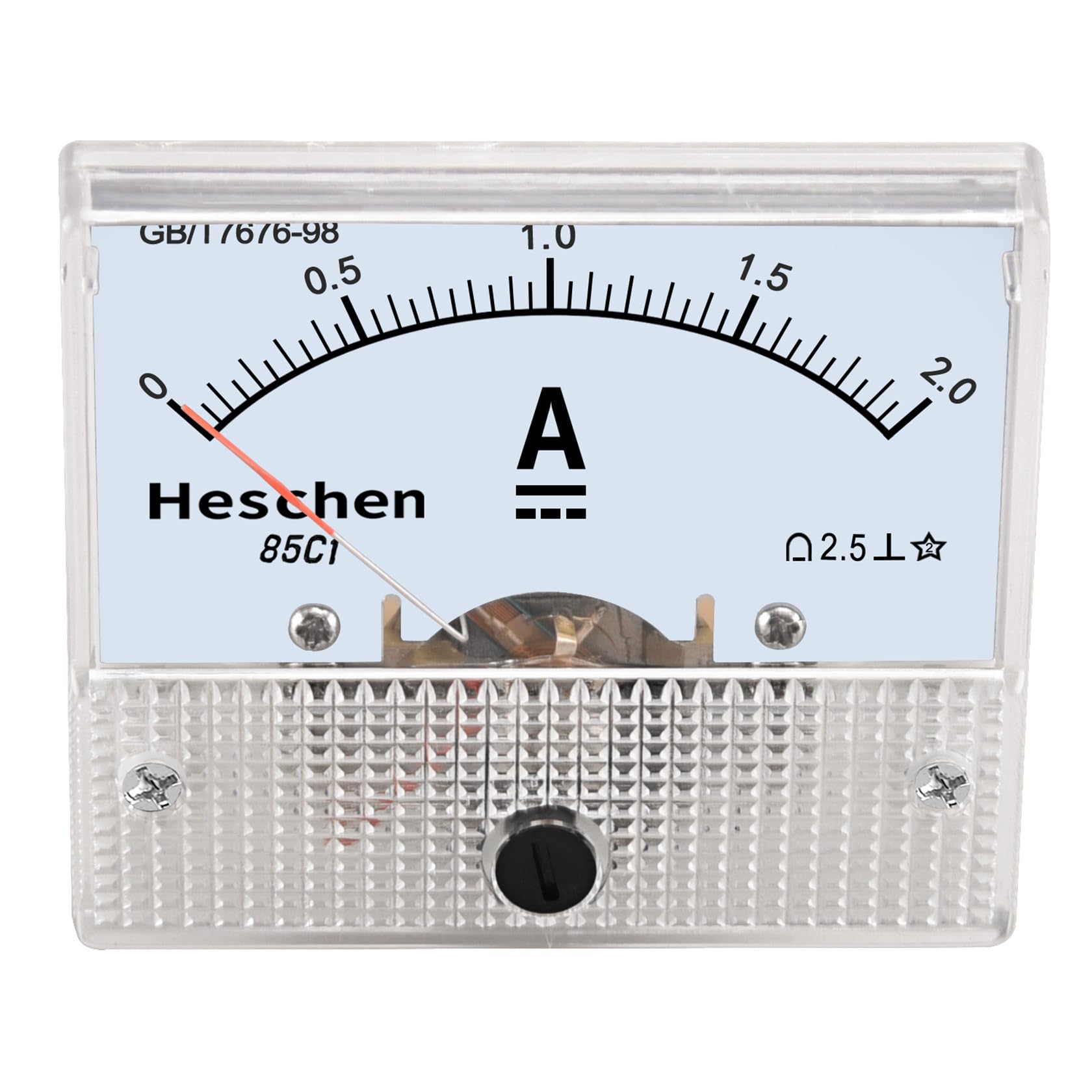 Heschen 85C1-2A Amperometro DC 0-2A Classe 2,5 Montato a Pannello Bianco