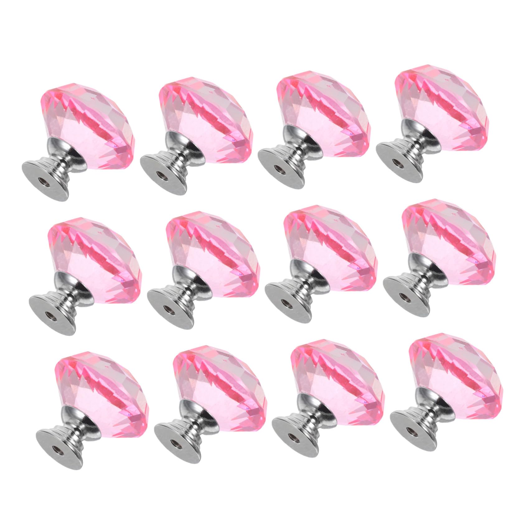 Pomos de cristal rosa WOONEKY para armarios, juego de 12 tiradores elegantes con tornillos