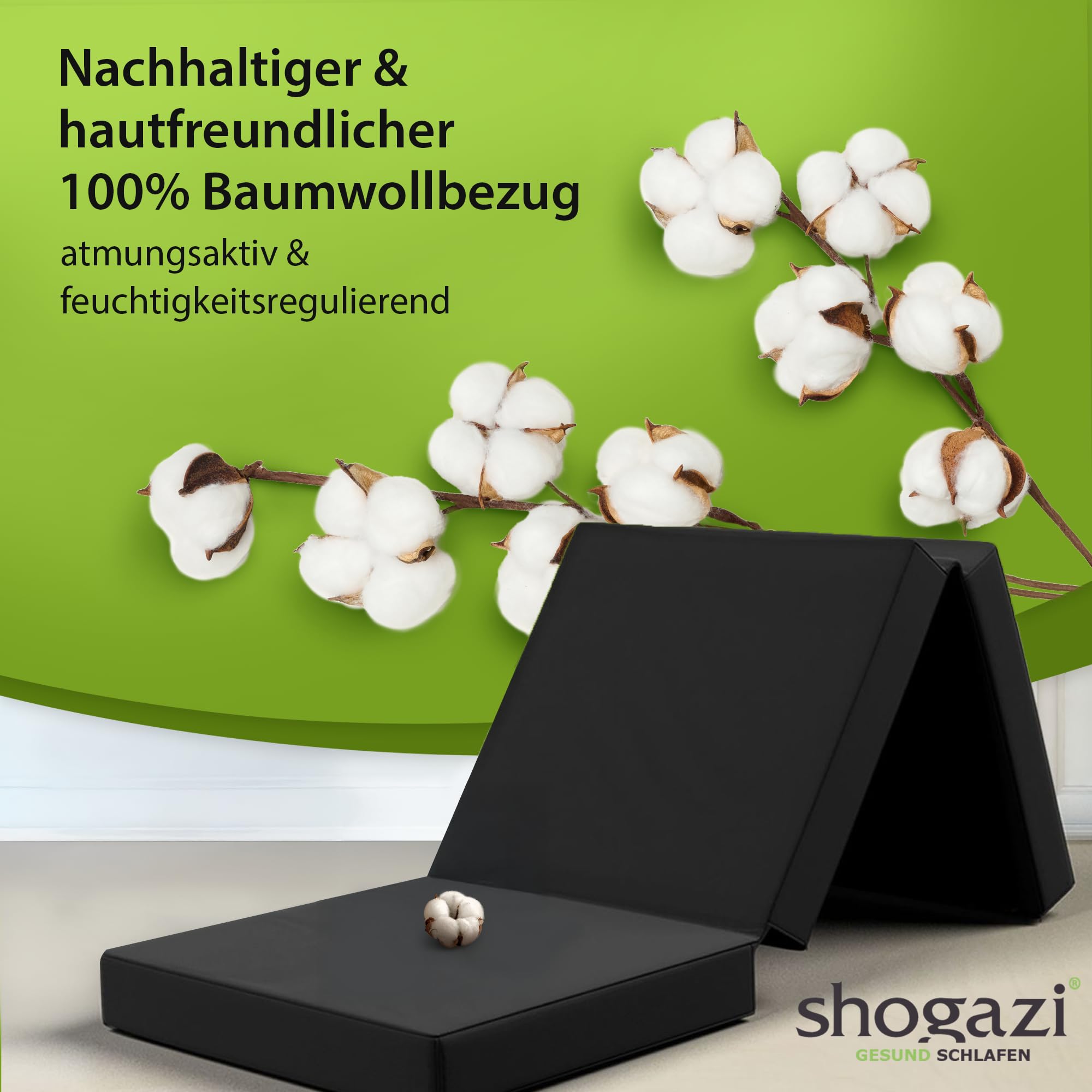 SHOGAZI Faltmatratze Klappmatratze 90 x 200 x 12 cm – Gästematratze klappbar Made in Germany, VERGLEICHSSIEGER aus orthopädischem Kaltschaum, Anthrazit
