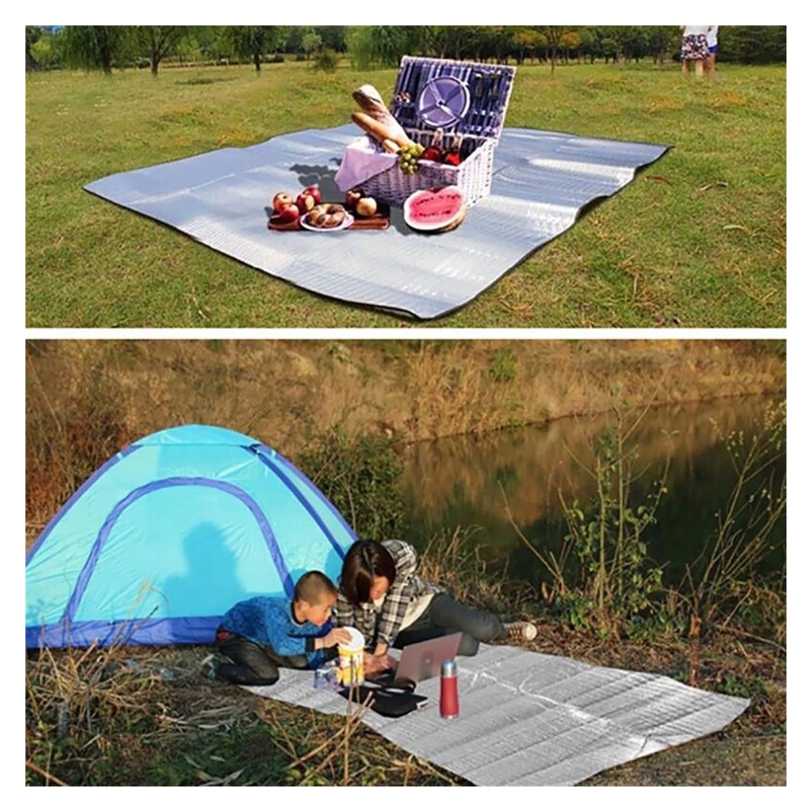 Składany koc piknikowy przenośny wodoodporny outdoorowy piknik odporny na wilgoć mata do indeksowania namiot Pad izolacja cieplna do aktywności na świeżym powietrzu ładny samopompujący materac