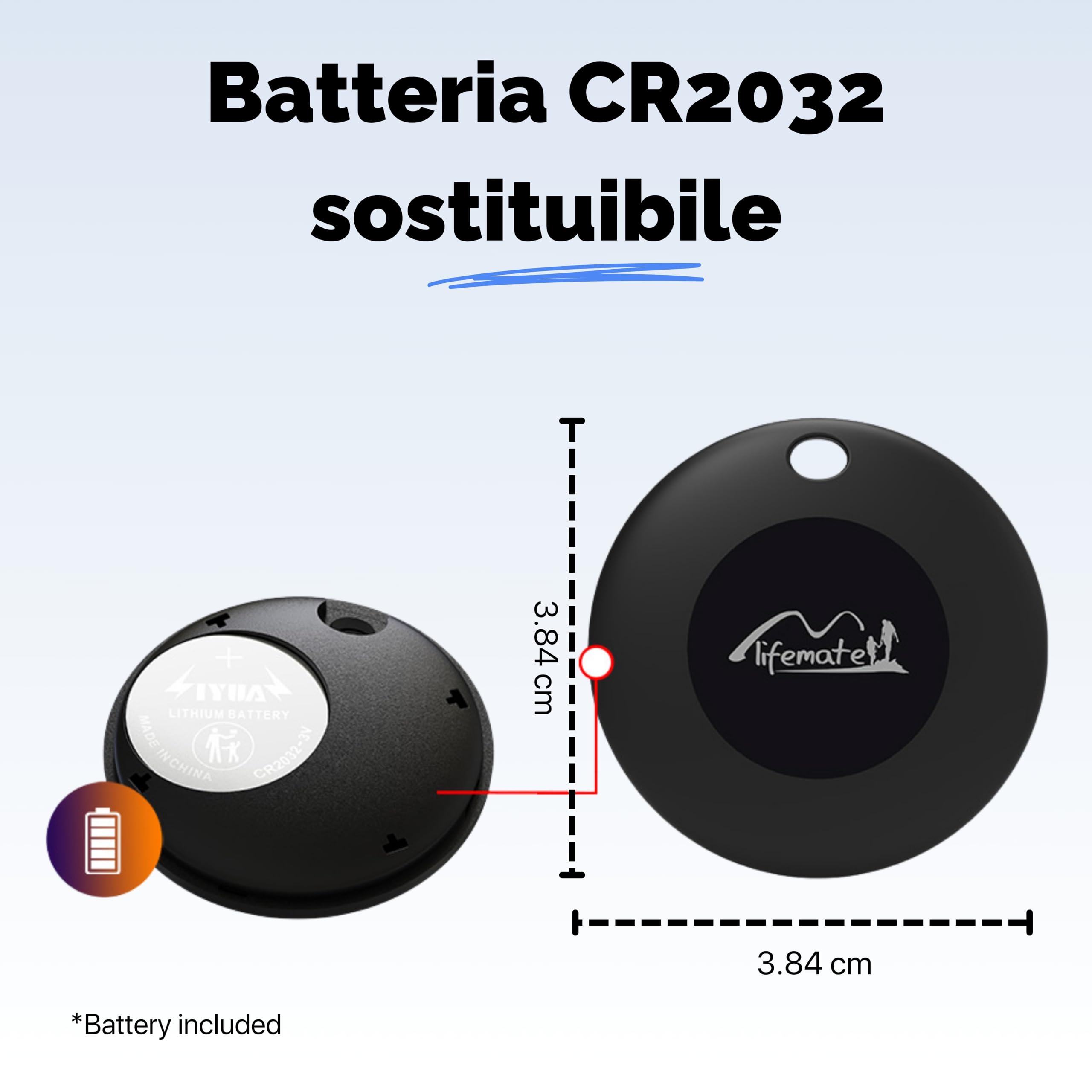 Lifemate Life Tag 8-Pack Tracker Bluetooth Compatibile con Apple iOS, Funziona con App “Dov’è”, Localizzatore per Chiavi, Portafogli, Valigie e Zaini, Impermeabile IP67, Batteria Lunga Durata
