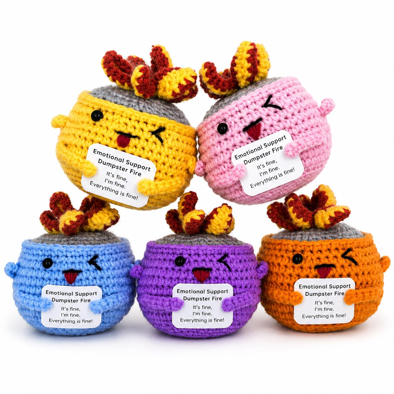 Emotional Support Dumpster Fire Crochet (5 PCS)