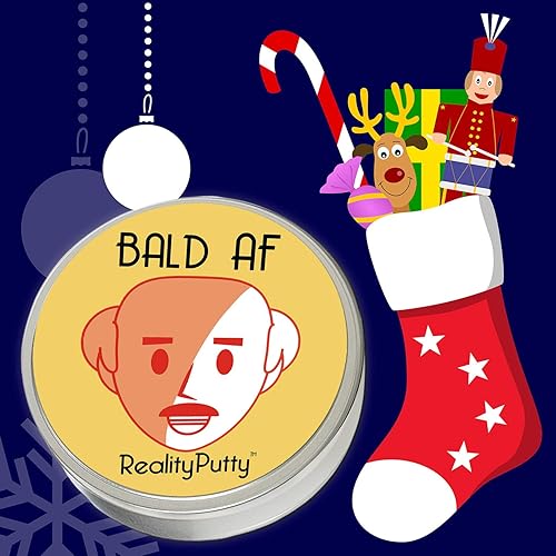 Miniatura 7 de Bald AF Reality Putty - Regalo de broma de hombre calvo para hombres, masa de estrés con purpurina naranja
