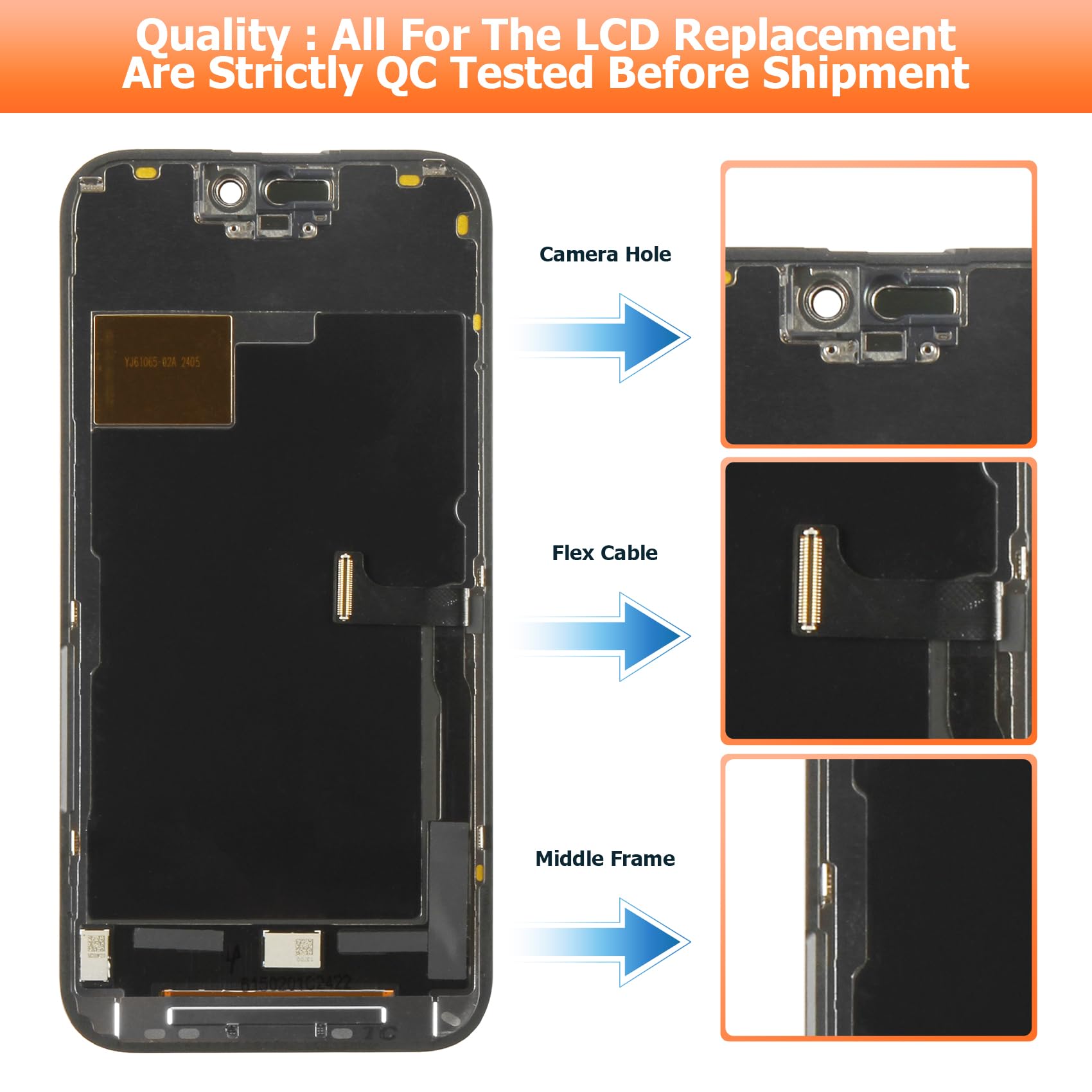 Écran LCD pour iPhone 15 Pro LCD Display pour iPhone 15Pro A2848 A3101 A3104 A3102 6,1" 3D Touch LCD Affichage Ecran Remplacement Tactile Digitalizer Assemblée avec Outils Noir