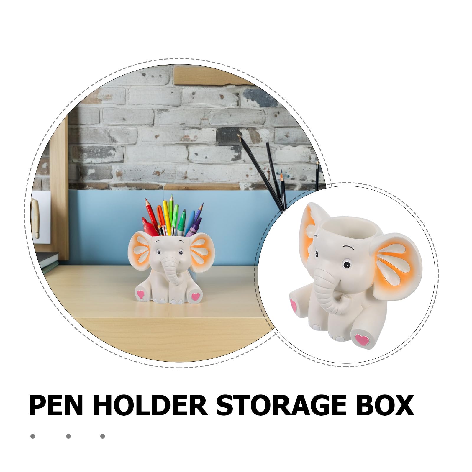 Healeved Portapenne a forma di cartone animato - Organizer decorativo da scrivania a forma di animale per ufficio - Portapenne da scrivania a di elefante, a tema animale, 4,72x4,72x3,93 pollici