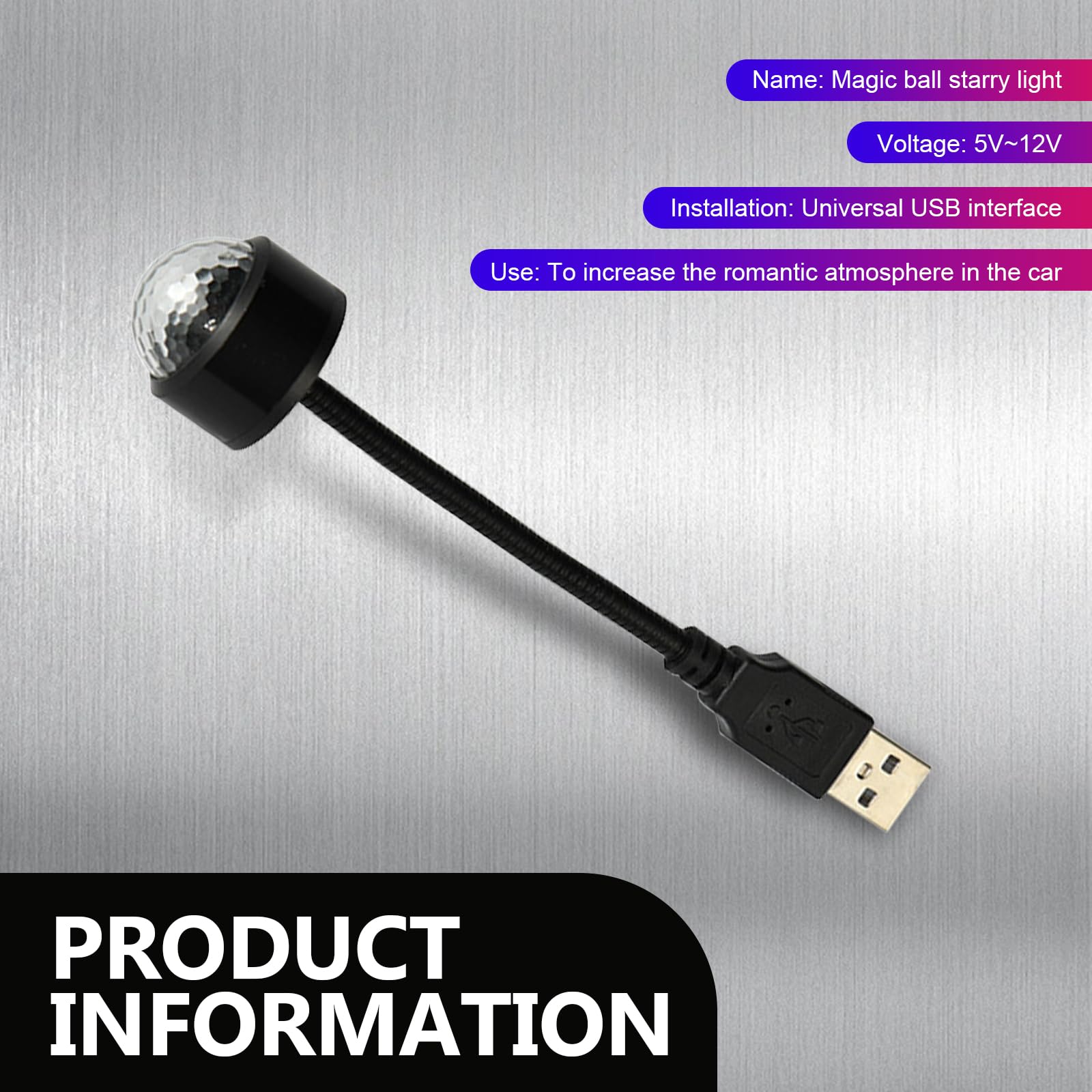 Irinidig 1 PC Car Roof Starry Sky Light, Automatic Flowing Light Mode Projection Atmosphere Light, Portable Flexible Angle USB Plug-and-Play LED Light, Universal for Cars Party (Red & Blue & Green)