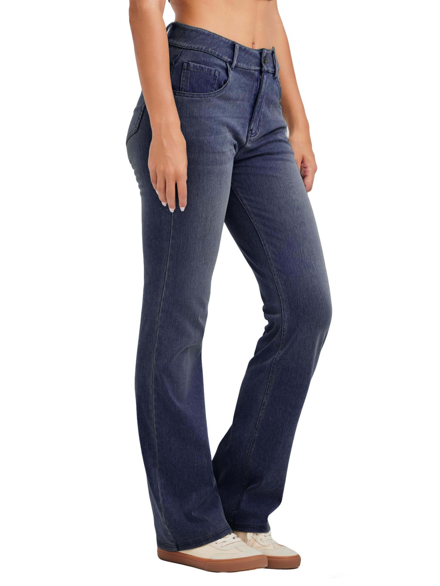 LaiEr Jeans Yoga de Mujer de Alta Elasticidad,Efecto Bigotes,Pitillo Levanta Glúteos con Bolsillo con Cremallera,Suaves y Cómodos,de Bota Micro,Aptos para Moda,Deporte y Fitness