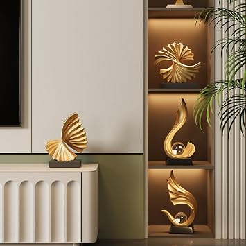 Sculpture Deco, Abstract Art Statue, Decoration Living Room, Bedroom Deco, Modern Apartment Decorative Items Sculptures,Golden F [Energy Class A]
