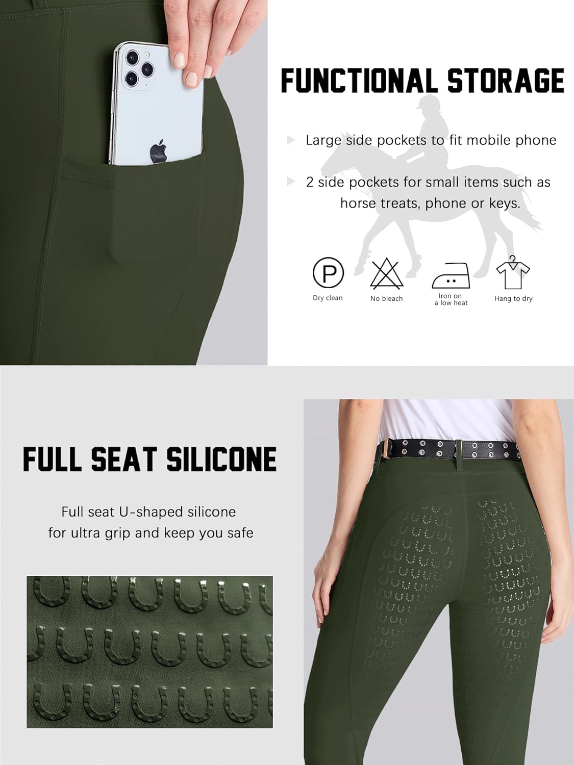 Women's Horse Riding Pants Active Silicon Grip Full Seat Breeches for Women Equestrian Pants - Image 4