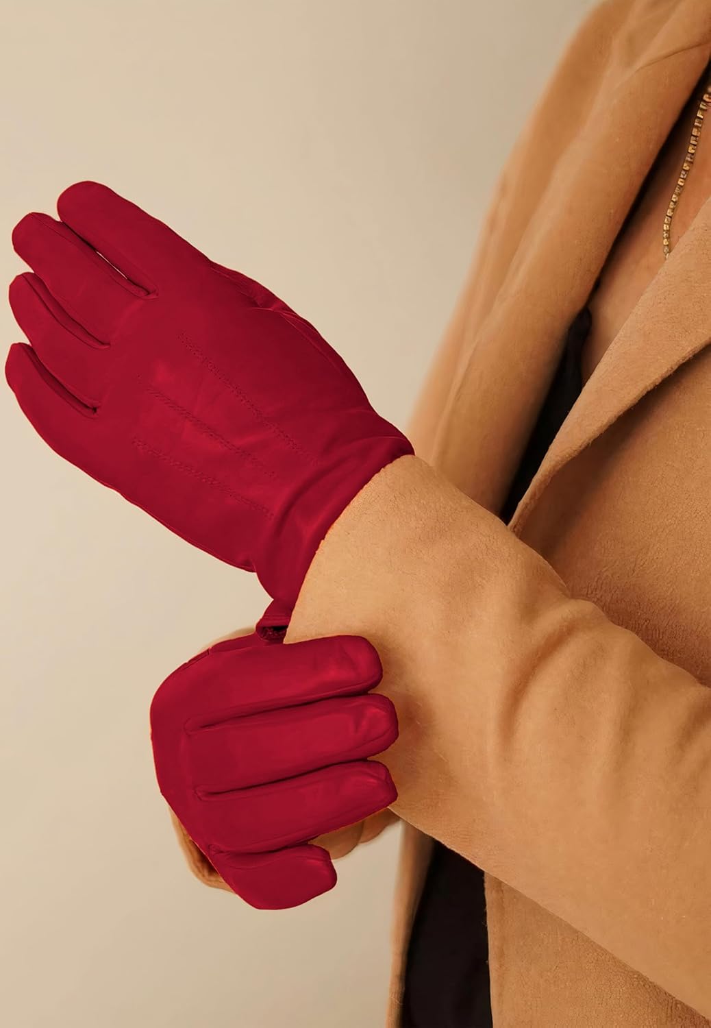 Kessler "CARLA" Premium Lambskin Womens Leather Glove - Fleece Lining, for Cold Weather - Image 4