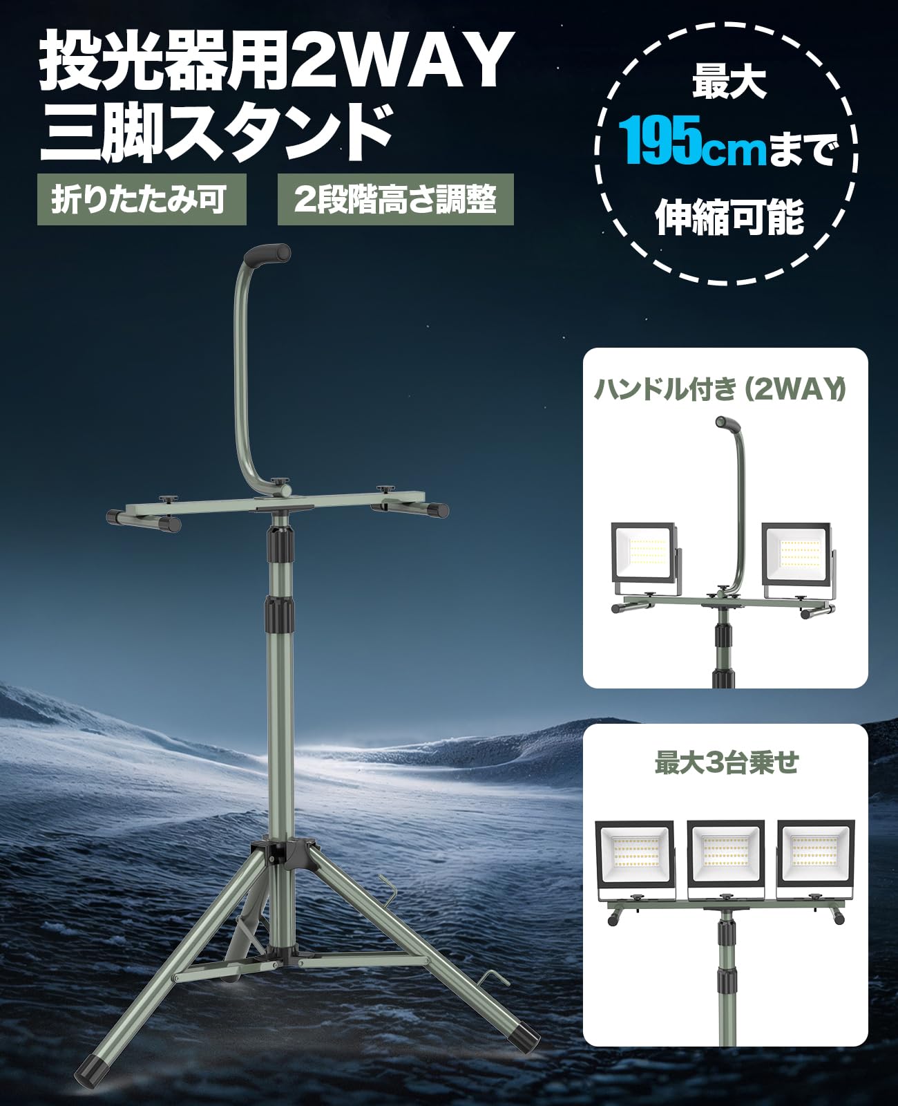Amazon.co.jp: 投光器用 三脚スタンド 屋内・屋外兼用 防水 作業灯