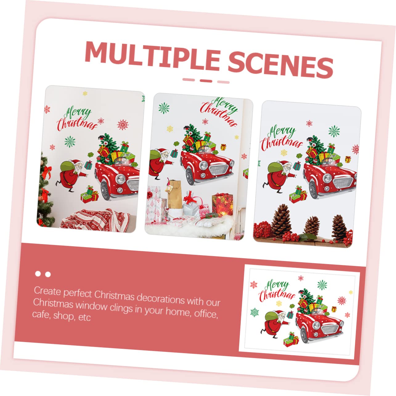 Alipis 4 Set Adesivo murale natalizio decalcomanie di babbo natale adesivo porta natale decorazioni invernali albero adesivo decorazioni natalizie per finestre vetrofanie natalizie