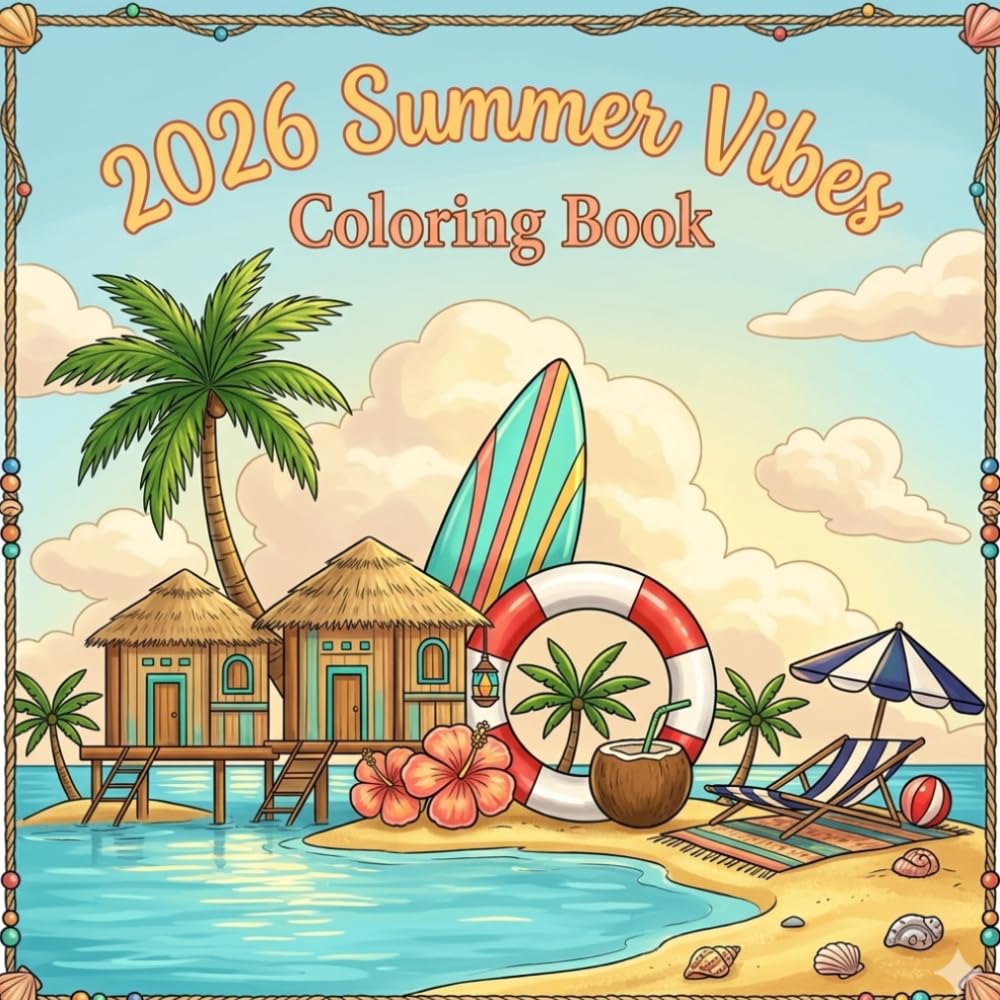 2026 Summer Vibes Coloring Book: A Cozy Coloring Book Filled with Sunny Days, Beach Fun, Cute Moments, and Relaxing Summer Adventures