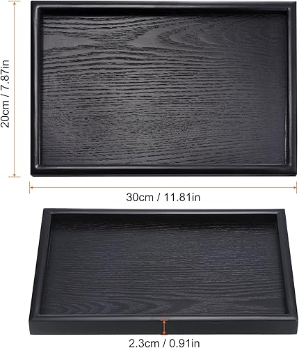 Miniatura 2 de PATIKIL Wood Serving Tray 12x8 Inch Outer Base, Rectangular Decorative Platter for Home Decor Kitchen Table Candle Holder, Black
