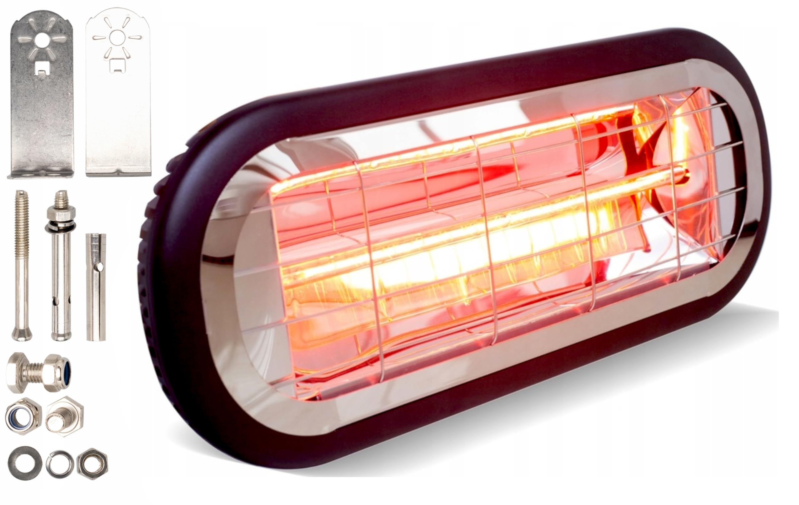 Heizstrahler 2000W Low Glare – Infrarotstrahler mit Wandmontage | IP65 Wetterfest | Elektrische Heizung für Terrasse, Balkon, Bad, Gastronomie | Sofortige Wärme