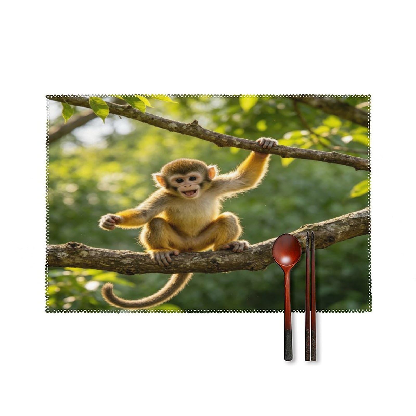 Fekiloot Style Cute Monkey Placemats Set Of 6,Table Mat