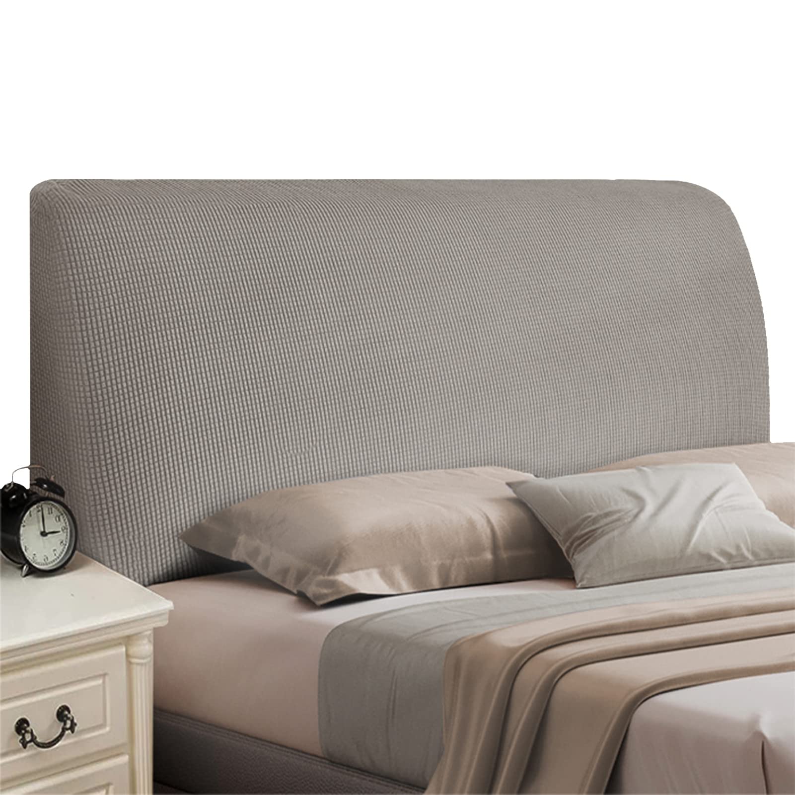 Elastische Bettkopfteil,Bezug Kopfteilabdeckung Bezug Für Bettkopfteil Kopfteil Hussen 120/150/180/200/220cm Bettkopfteil Kopfteil Hussen Elegant Kopfteilbezug Bett (Light Brown,180-200cm)