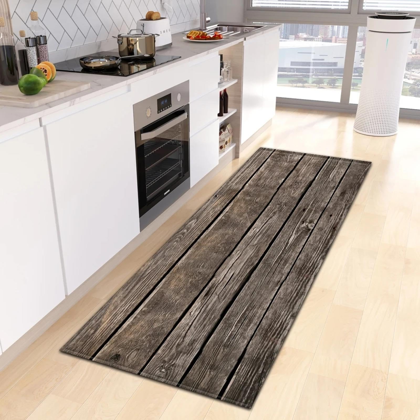 Paillasson d'entrée en grain de bois antidérapant 100x200cm pour cuisine et couloir