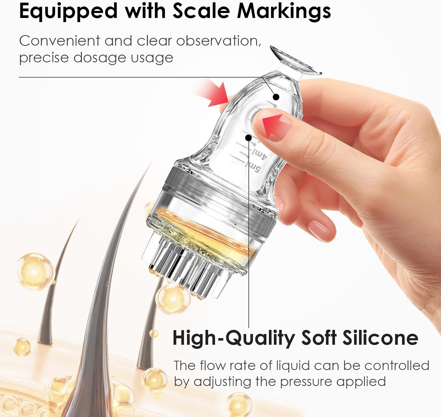 Minoxidil Applicator & Scalp Massager for Hair Growth - Precision Root Delivery for Deep Absorption, Suitable for Quickly Applying Hair Oils, Serums, Liquid，Reduce Waste & Maximize Results(5ml)