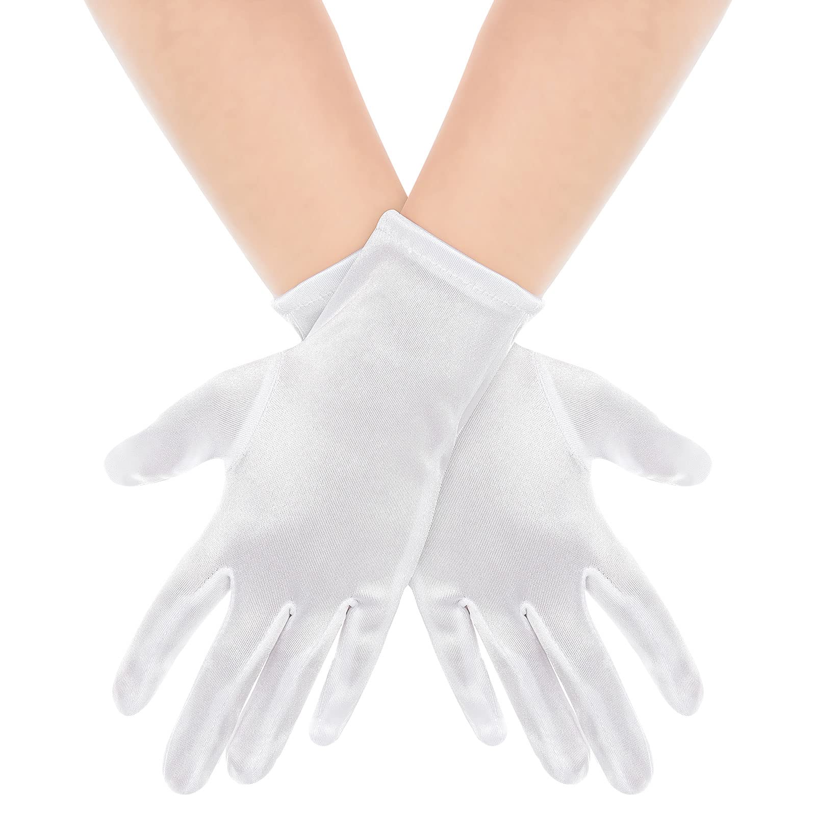 Avondfeesthandschoenen voor vrouwen, korte satijnen handschoenen met