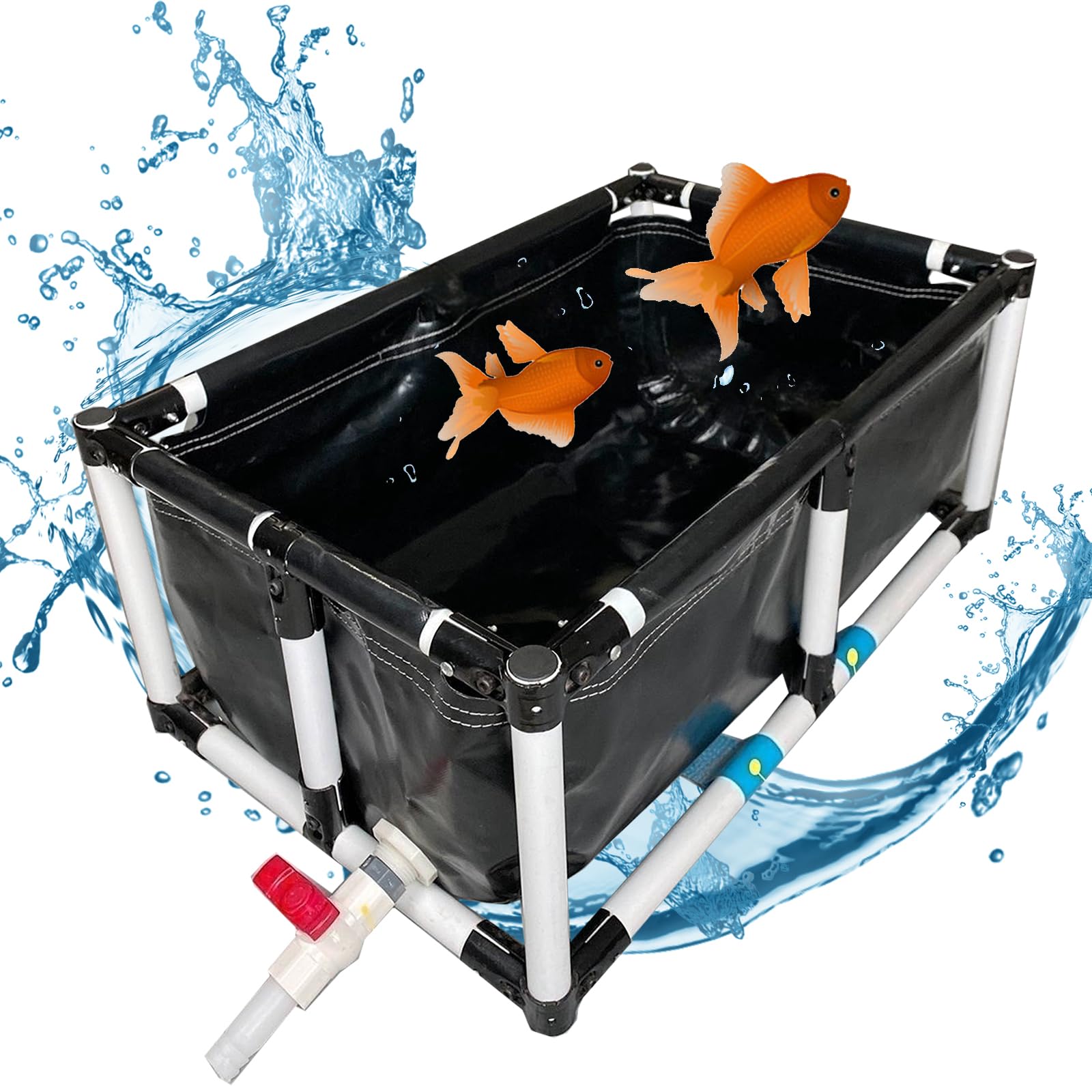 Piscina rectangular de PVC para tortugas y peces koi en jardin exterior