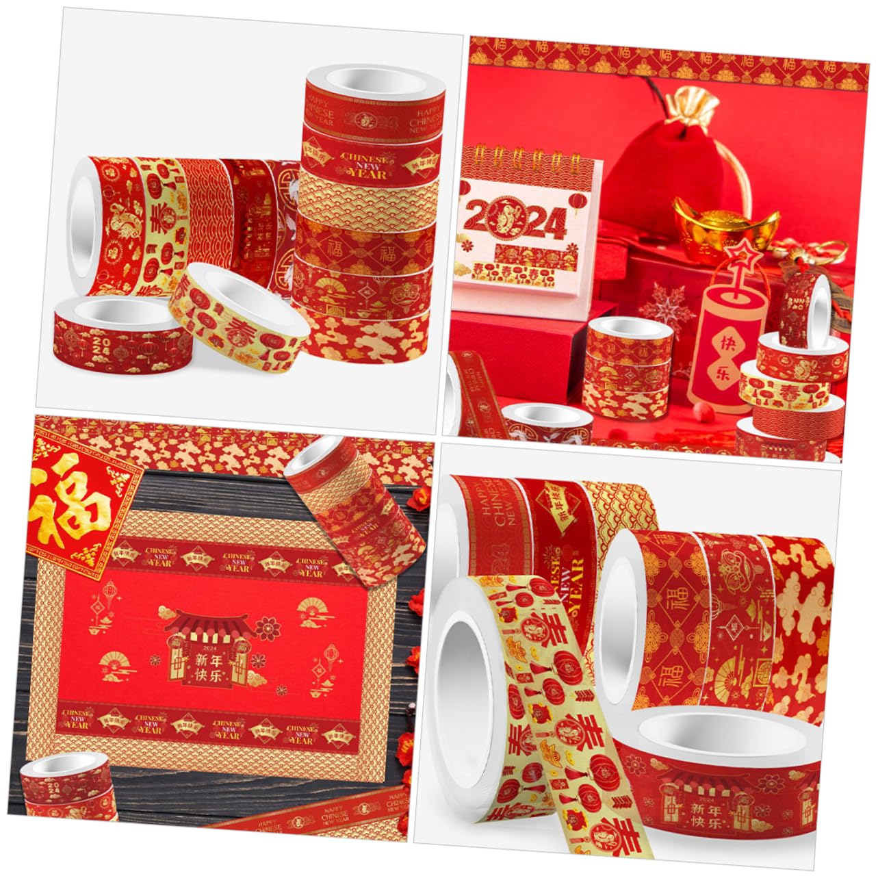 SHINEOFI 5 Set Nastro Washi Anno Del Drago Evidenziatore Nastro Adesivo Extra Largo Distributore Di Nastro Adesivo Per Mascheratura Nastro Del Diario Chiaro Neon Punto Colorful 12 * 5