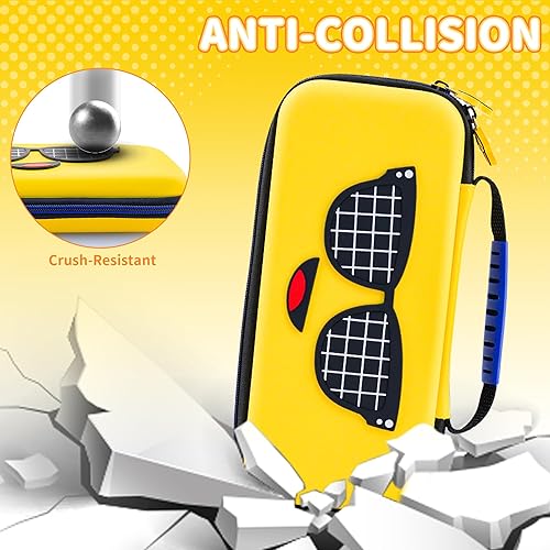 Vista 5 de RHOTALL 7 in 1 Yellow Carrying Case Set for Nintendo Switch ,Portable Traveler Accessories bundle Cover Storage Bag for Fortnite Peely,Hard Shell