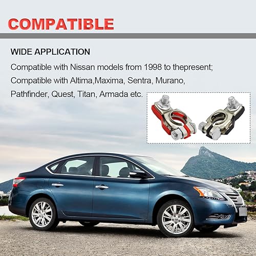 Miniatura 7 de Conectores de terminal de batería para Nissan  Conectores de terminal positivo y negativo  Compatible con Nissan, Maxima, Rouge, Sentra, Murano -