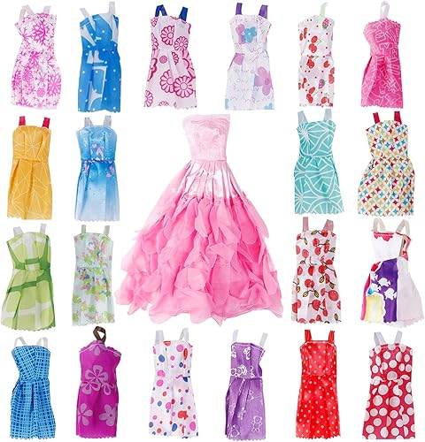 Miniatura 2 de JANYUN Accesorios para muñecas, 114 piezas de ropa de muñeca, conjunto de vestido de fiesta para muñecas y niñas, accesorios para zapatos, bolsas,