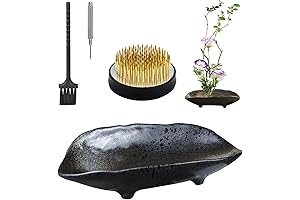 WANDIC Flower Arranging Supplies - Ceramic Ikebana Vase with Flower Frong