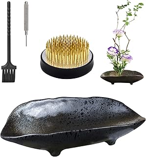 WANDIC Flower Arranging Supplies, Boat Shaped Ceramic Ikebana vases with...