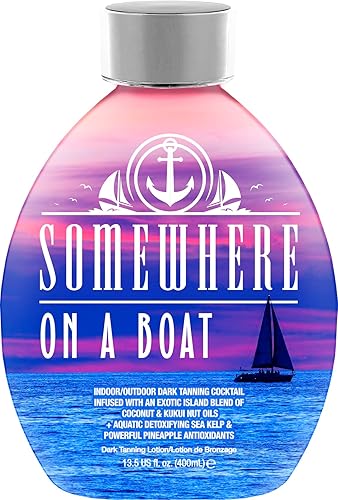 Somewhere On A Boat Loción bronceadora interior para camas de bronceado  loción bronceadora oscura para exteriores con aceite de coco piña y manteca