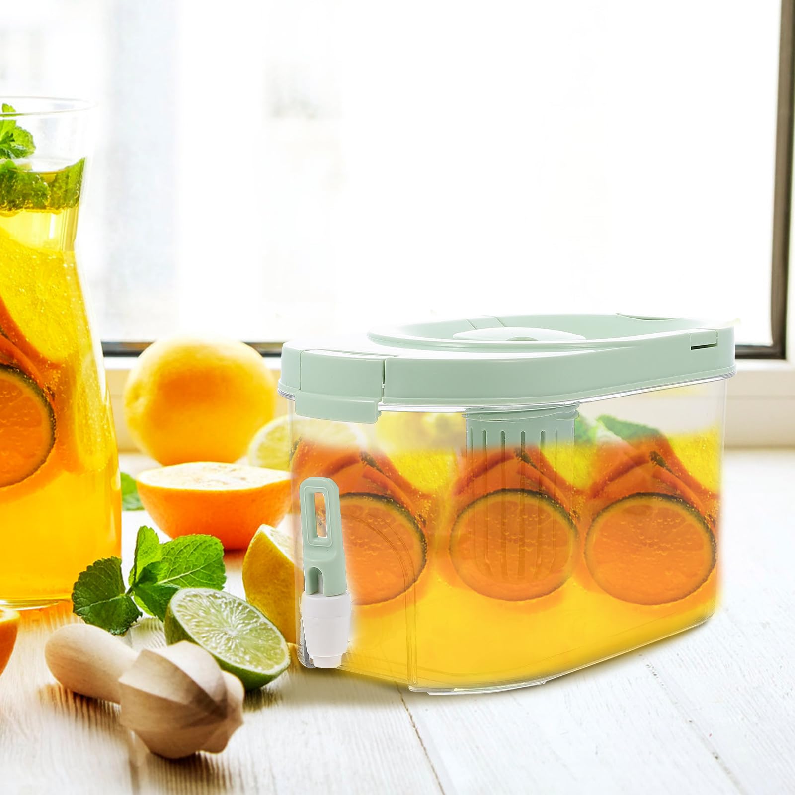 Distributeur de Boissons 4l Robinet Anti-obstruction en Polypropylène pour Réfrigérateur, Grosse Capacité, pour Fêtes et Thé Glacé