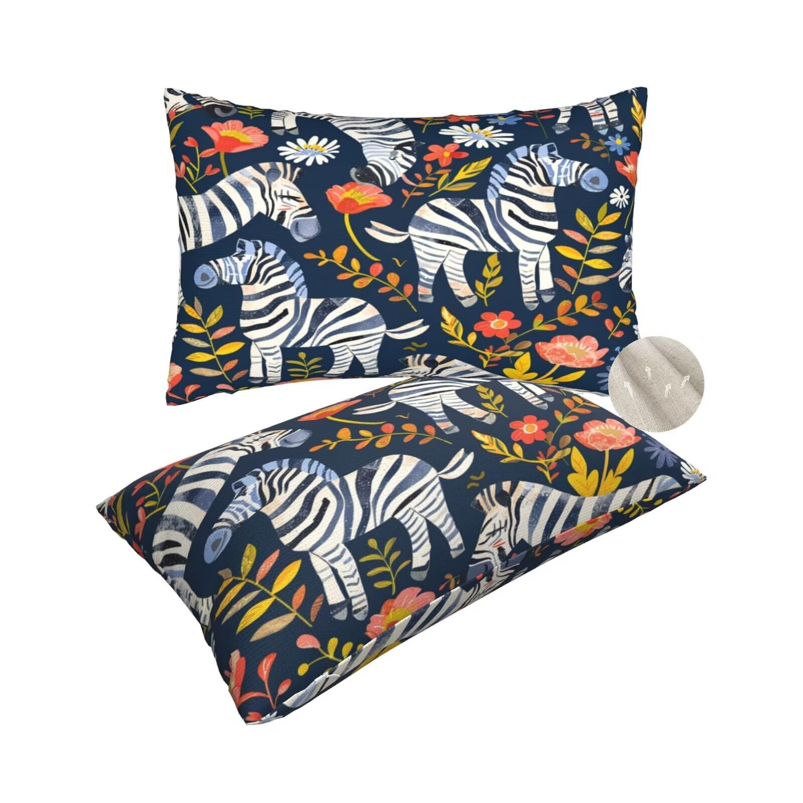 Taie oreiller rectangulaire 50x70 cm motif zèbre pour lit et sofa