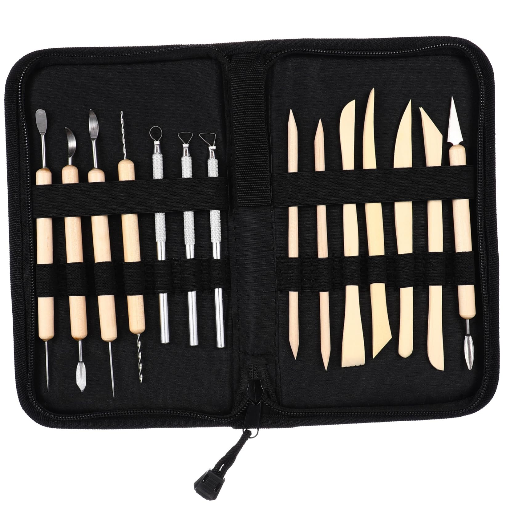 HOMSFOU Legno Metallo Kit Strumenti Scultura Argilla 14 Pezzi