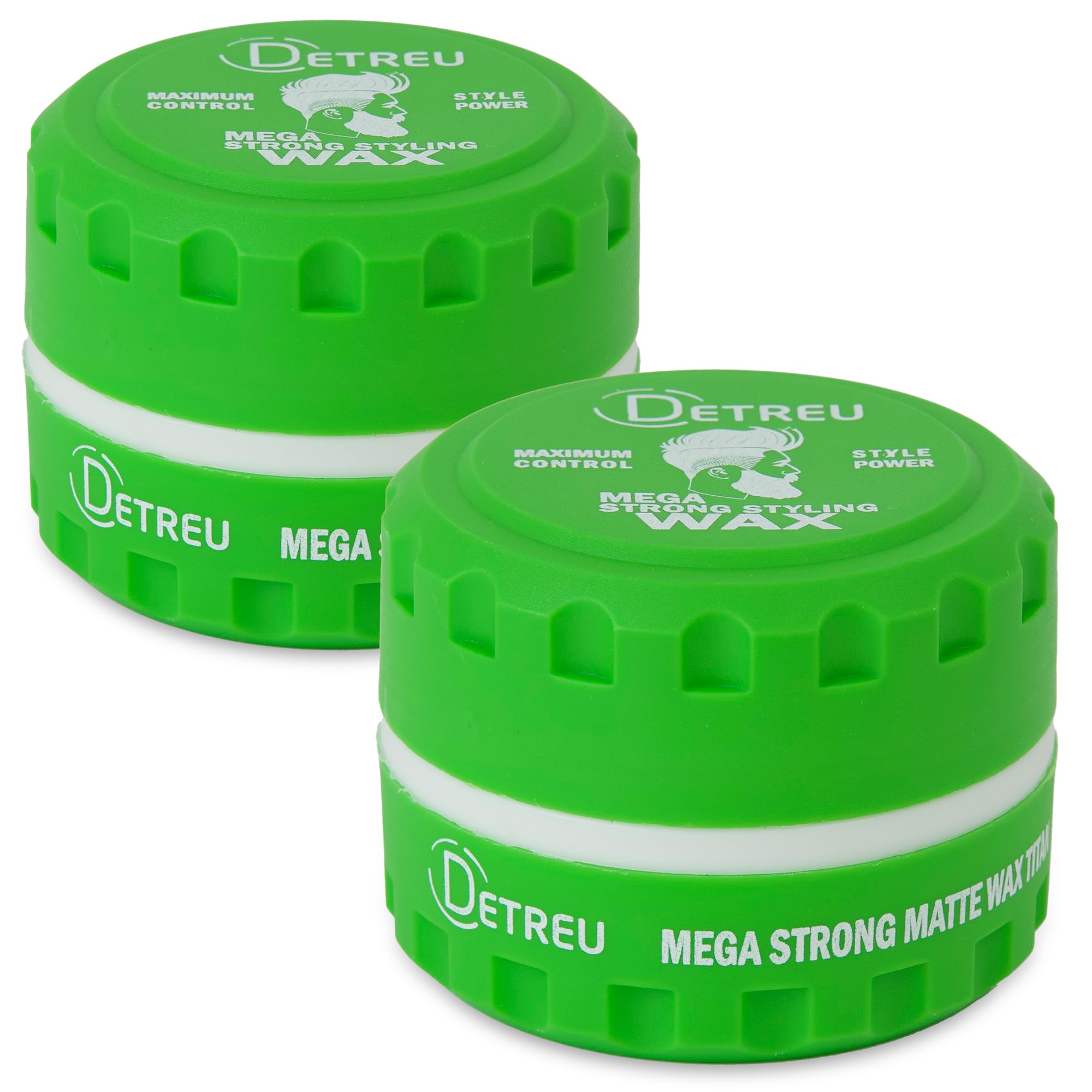 Detreu Mega Strong Styling Wax | Haarwachs matt & extra starker Halt | Langanhaltender natürlicher Hair-Look ohne fettigen Glanz | Haar-Wax für Haare & Bart 2x140 ml (Titan - grün)