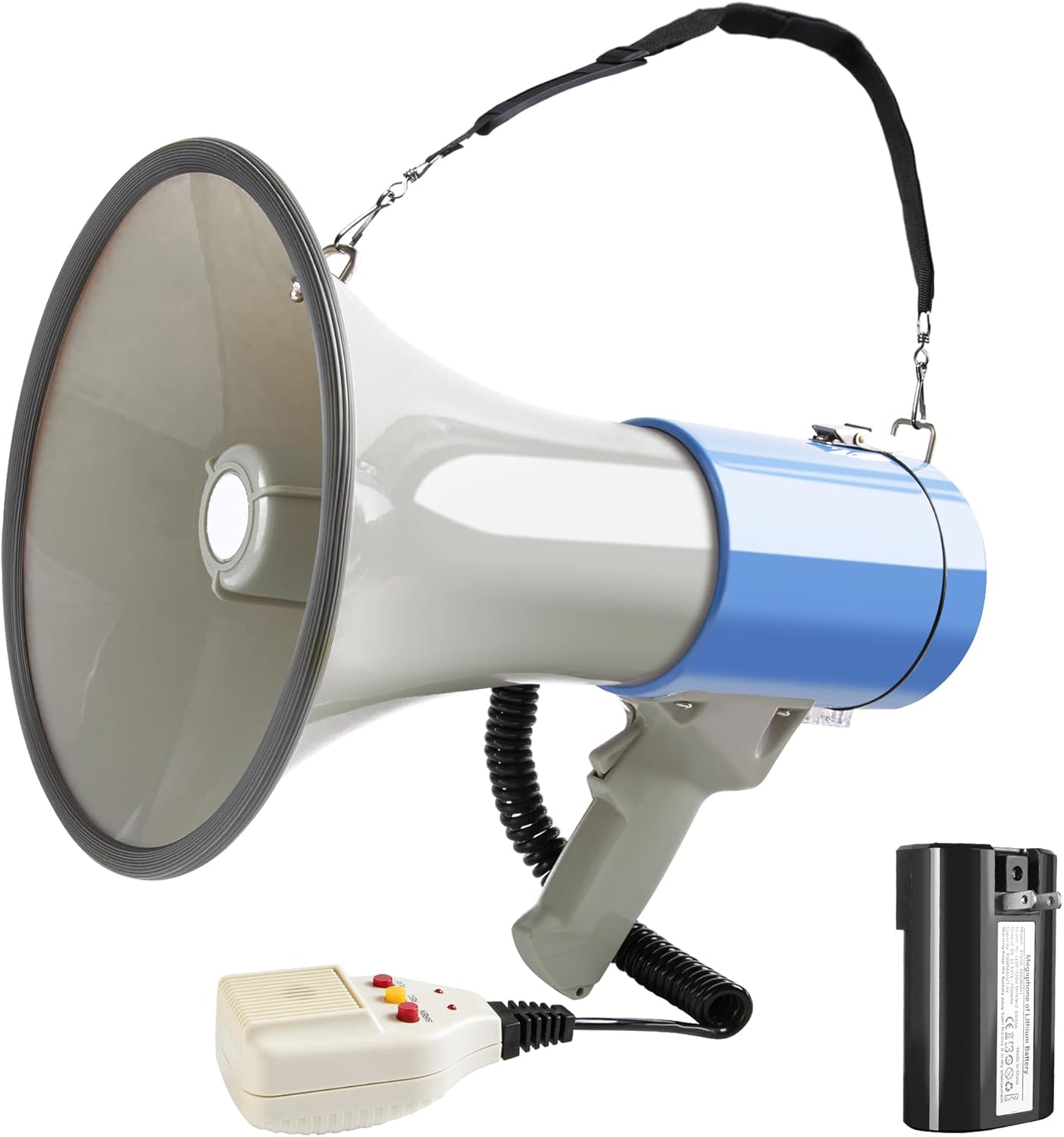 MyMealivos 50W Bluetooth Megaphone with Rechargeable Battery-Professional Bullhorn with Siren&240s Recording Supports USB/SD/3.5mm Aux-1600ft Range for Sports Police Emergency Outdoor Activities
