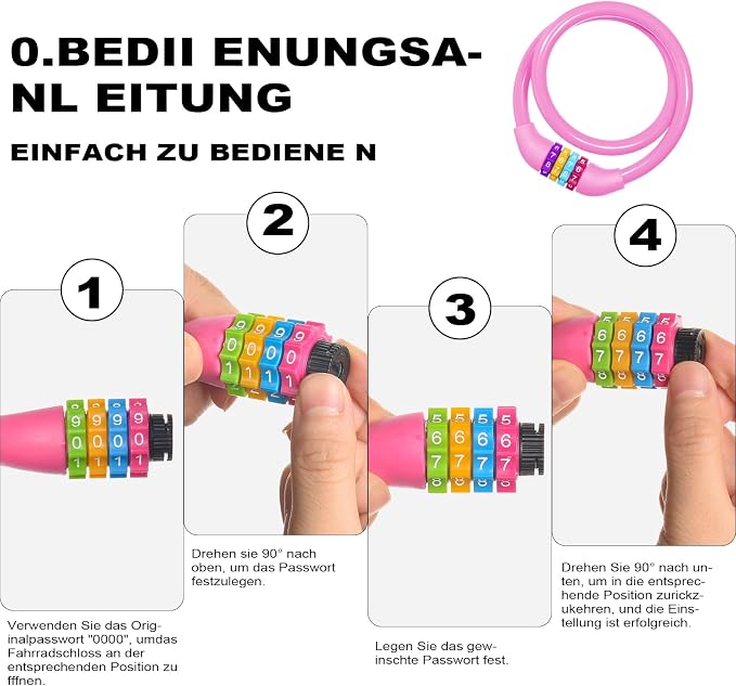 Candado de cable para bicicleta Ainiv 25 pulgadas combinación 4 dígitos miniatura 5