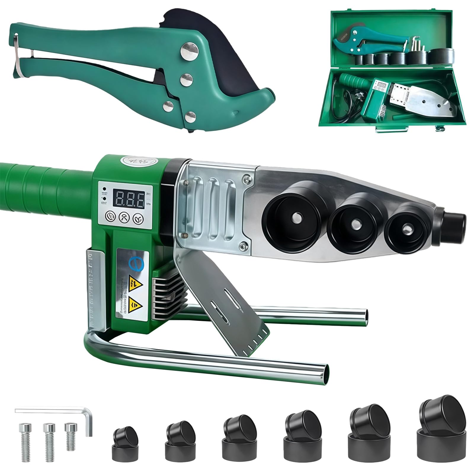Máquina de Soldadura Profesional con Pantalla Digital, Máquina de Soldadura de Tubos de 20-63 mm (Green)