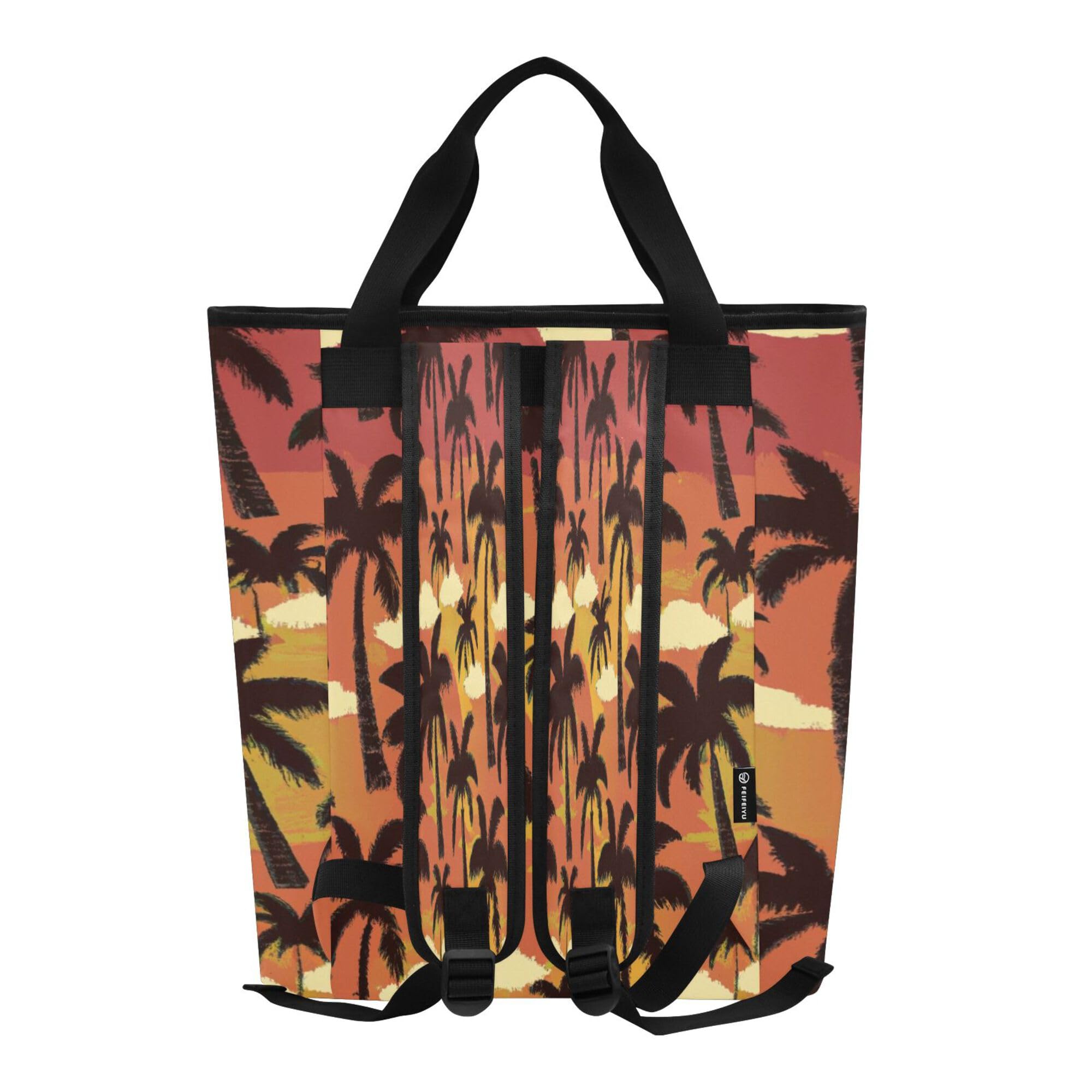 PYBUG Tropical Trees Reusable Insulated Backpack 36 Cans,Large Leakproof Portable Cooler Tote Organizer for Office Picnic Hiking Beach BBQ