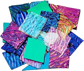 Beebeecraft COE90 Fusible Glass Sheets 112G Dichroic Glass Scrap Microwave kiln Art Pieces Mixed Color for Jewelry Making Supplies DIY Crafts