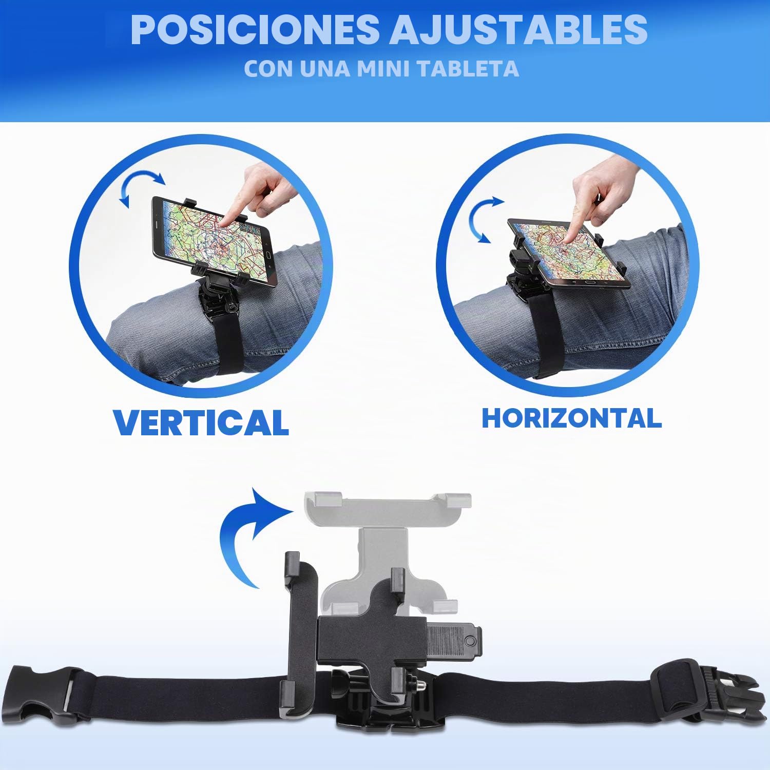 Dream Pilot Organizador de Rodilleras de piloto – Soporte para teléfono móvil y Tablet Compatible con Todos los Smartphones, Mini Tablets y iPad Mini para Pilotos y Conductores de Camiones – Fijación